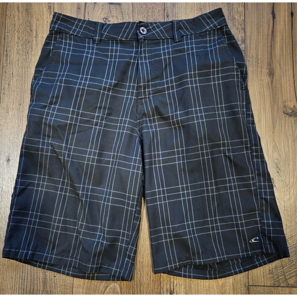 O'Neill Conquest Walking Shorts Polyester Blend Grey Plaid Mens 32 Waist